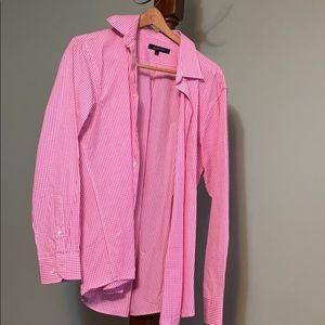 pink, plaid, long sleeve button down